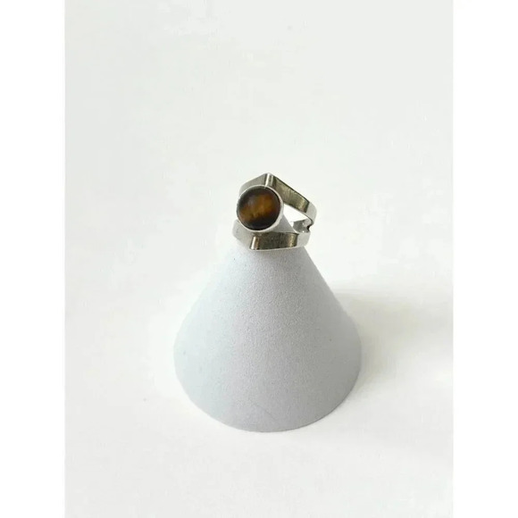 Vintage Sterling Silver Eye of the Tiger Ring - size 6.75 - Israeli Made - Picture 2 of 8